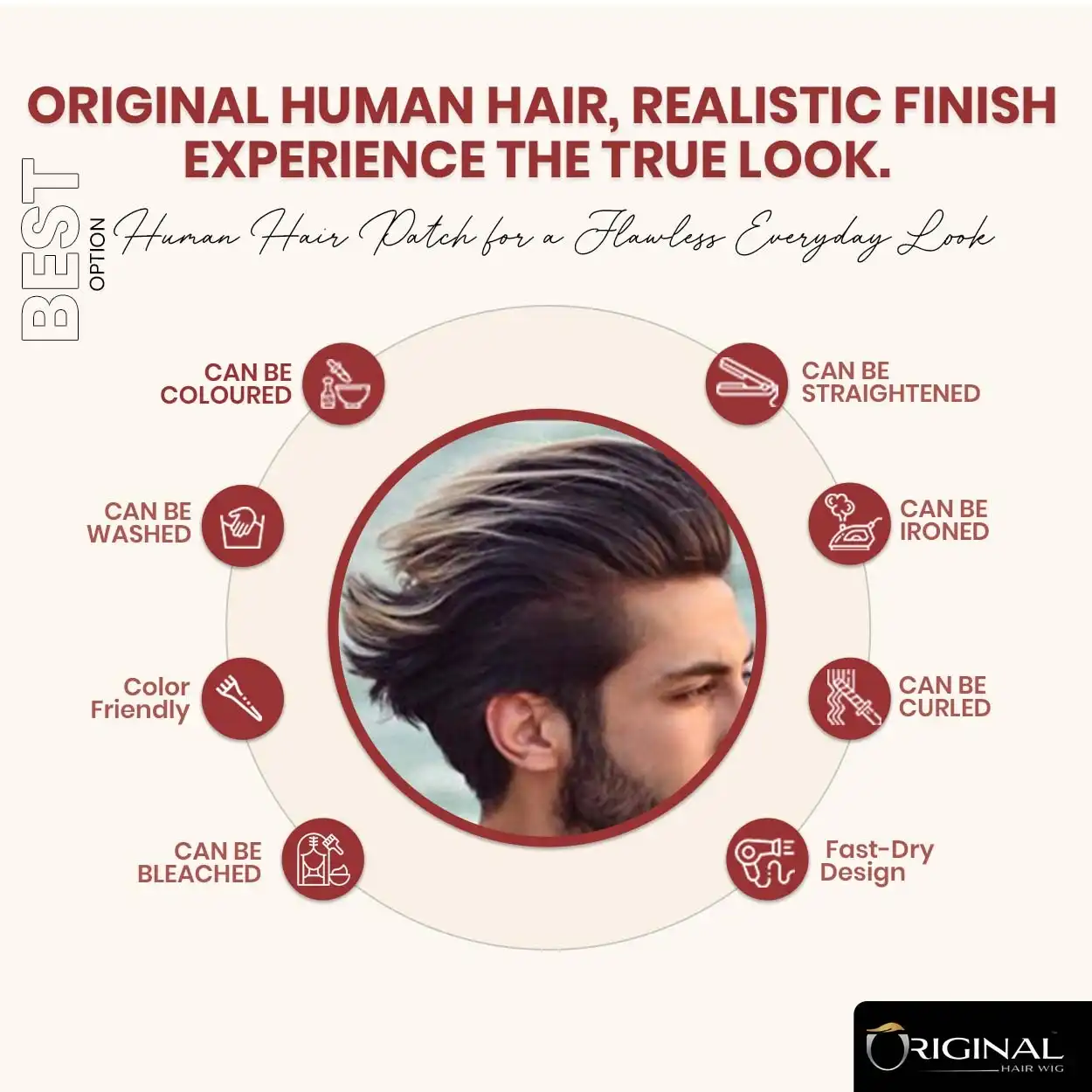 Natural Black Hair City Hair Patch Easy Fix with Tape Glue